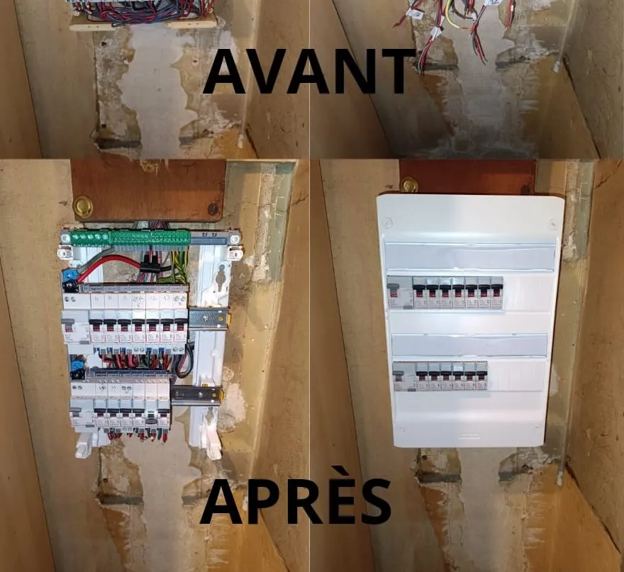 Tableau électrique avant et après remplacement